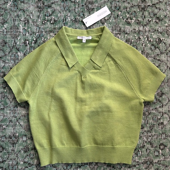 Hidden denim Los Angeles Tops - Collared crop top NWT